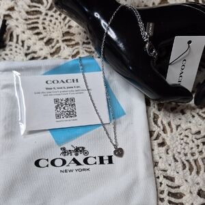 Coach Silver Heart Charm Necklace